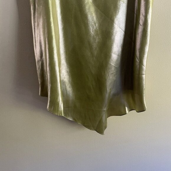 Urban Outfitters Women M Green Metallic Y2K Mallory Asymmetrical Slip Dress NWT - Picture 4 of 14